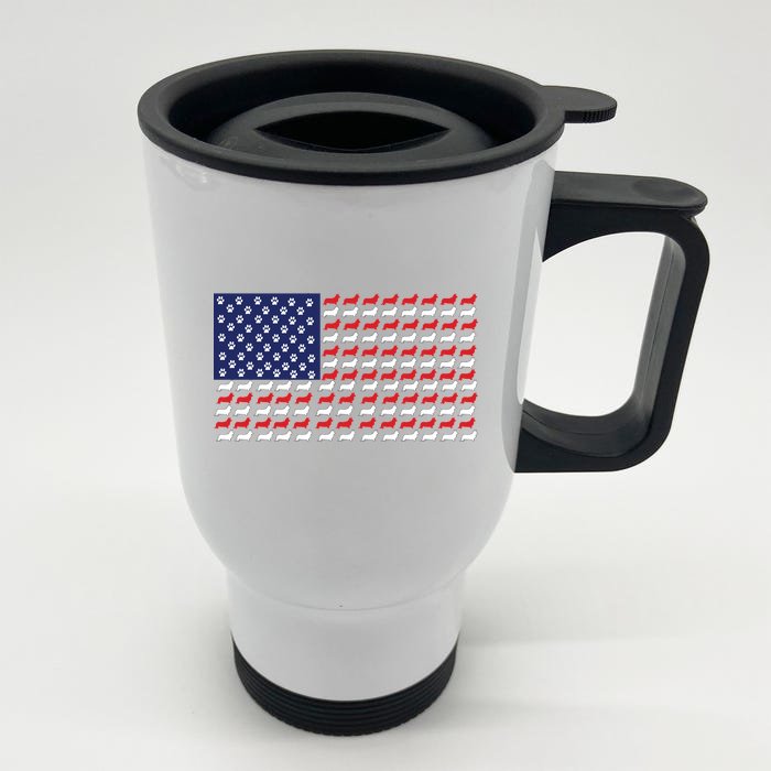 Corgi American Dog Flag Front & Back Stainless Steel Travel Mug