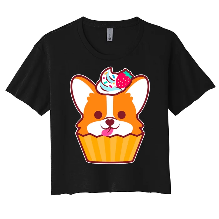 Corgi Cupcake Kawii Women's Crop Top Tee