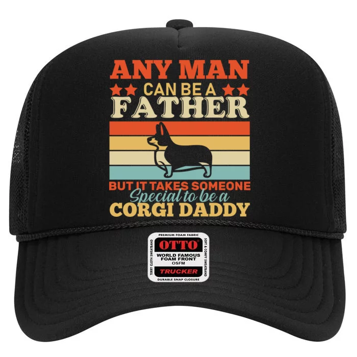 Corgi Father High Crown Mesh Trucker Hat