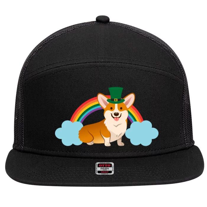 Corgi St. Patrick's Day Rainbow 7 Panel Mesh Trucker Snapback Hat