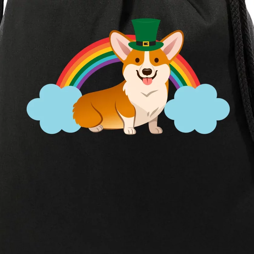 Corgi St. Patrick's Day Rainbow Drawstring Bag