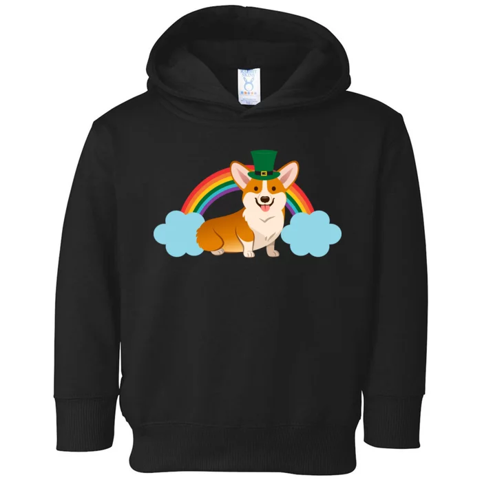 Corgi St. Patrick's Day Rainbow Toddler Hoodie