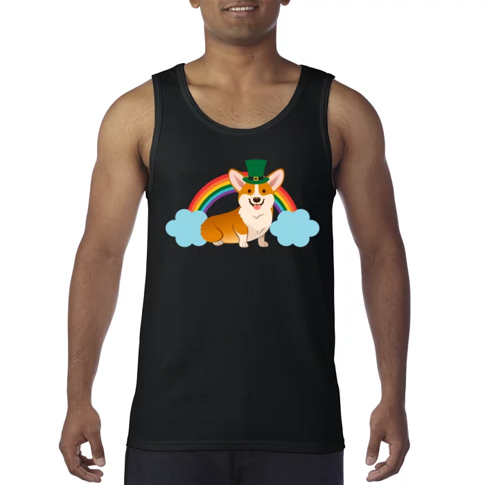 Corgi St. Patrick's Day Rainbow Tank Top