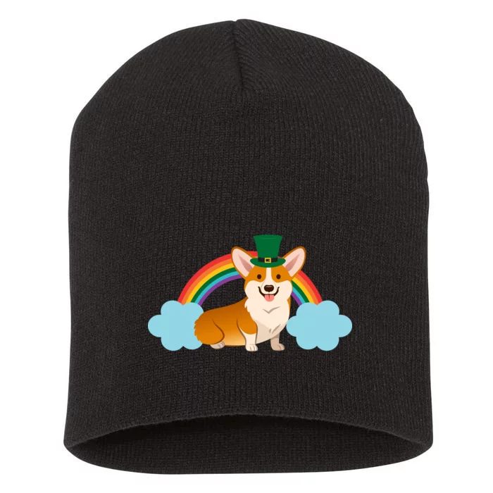 Corgi St. Patrick's Day Rainbow Short Acrylic Beanie