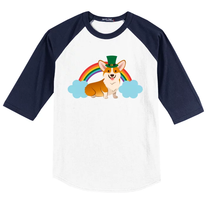 Corgi St. Patrick's Day Rainbow Baseball Sleeve Shirt