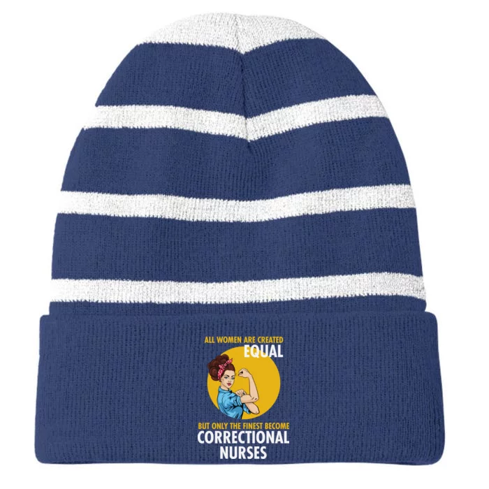 Correctional Nurse Striped Beanie with Solid Band