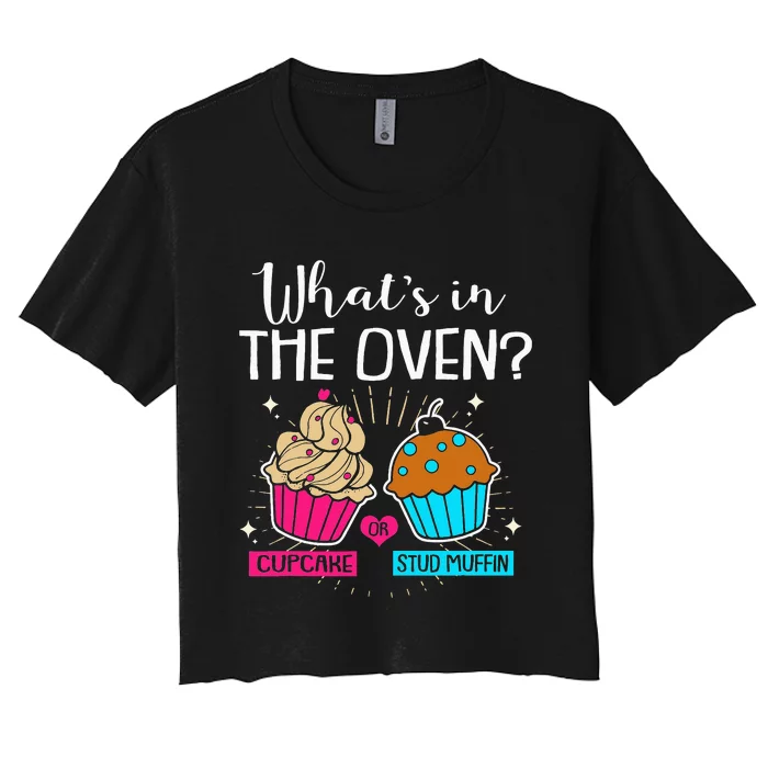 Cupcake Or Stud Muffin Gender Reveal Women's Crop Top Tee