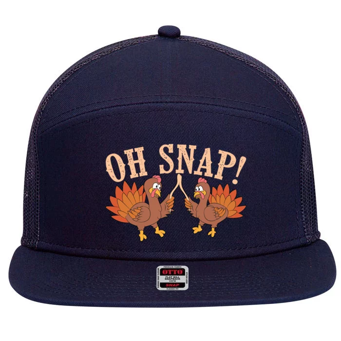 Cool Oh Snap! Funny Turkey With Wishbone Thanksgiving Gift Meaningful Gift 7 Panel Mesh Trucker Snapback Hat