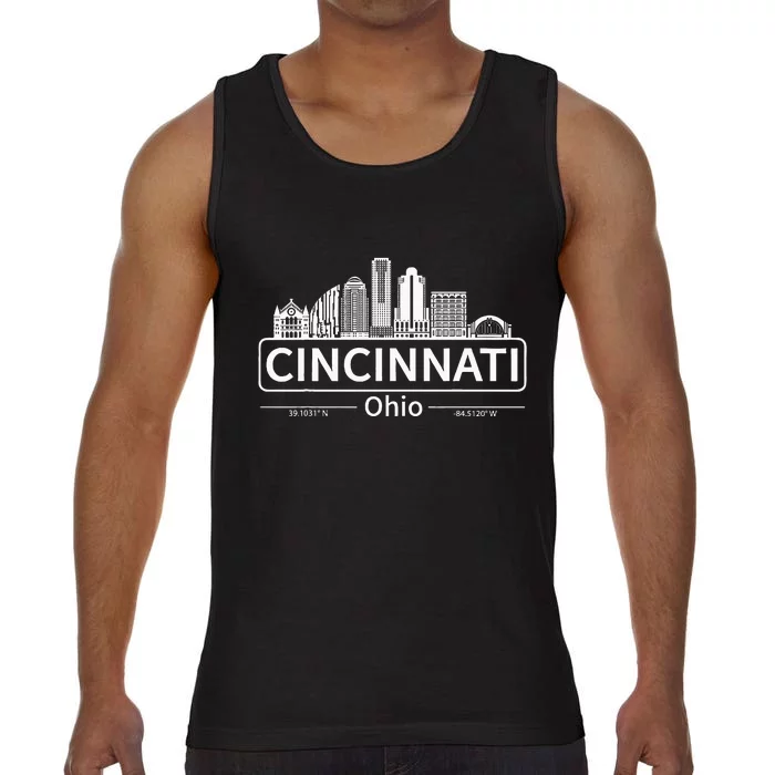 Cincinnati Ohio Skyline Travel To Cincinnati Comfort Colors® Tank Top