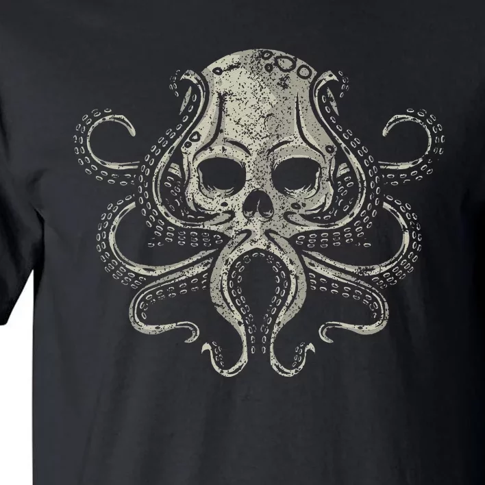 Creepy Octopus Skull Sea Monster Kraken Scuba Diver Goth Tall T-Shirt