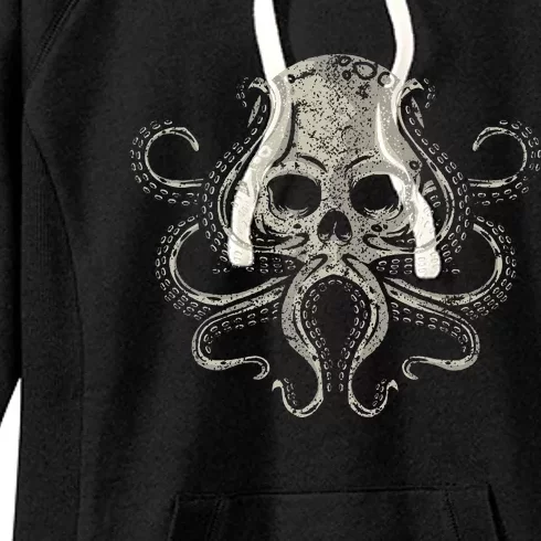 Creepy Octopus Skull Sea Monster Kraken Scuba Diver Goth Women's Fleece Hoodie