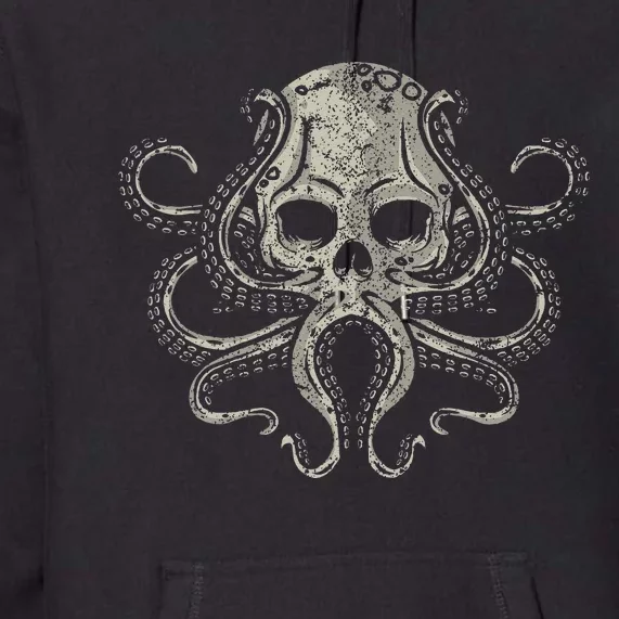 Creepy Octopus Skull Sea Monster Kraken Scuba Diver Goth Premium Hoodie