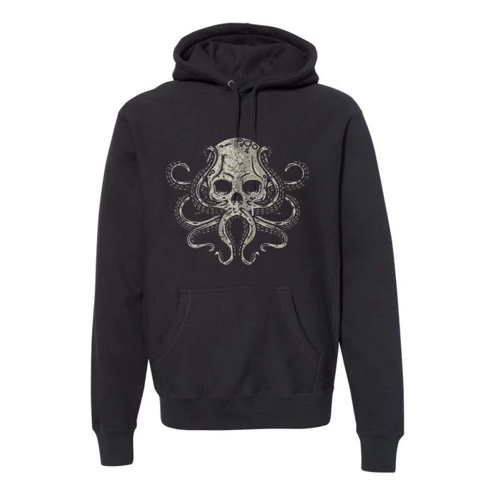 Creepy Octopus Skull Sea Monster Kraken Scuba Diver Goth Premium Hoodie