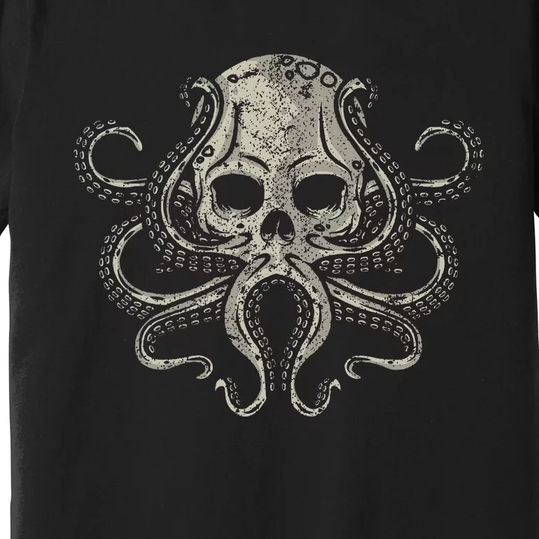 Creepy Octopus Skull Sea Monster Kraken Scuba Diver Goth Premium T-Shirt