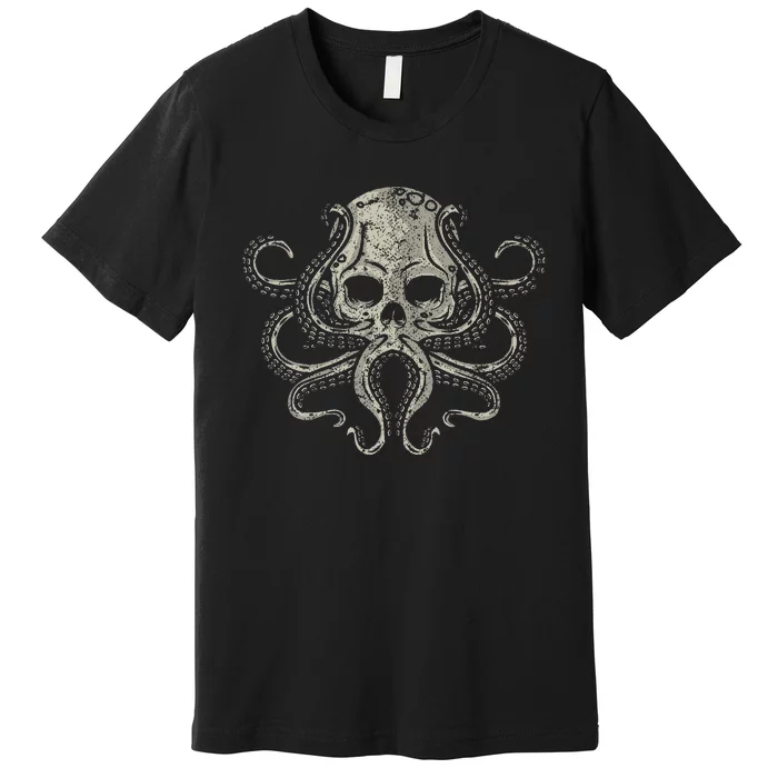 Creepy Octopus Skull Sea Monster Kraken Scuba Diver Goth Premium T-Shirt