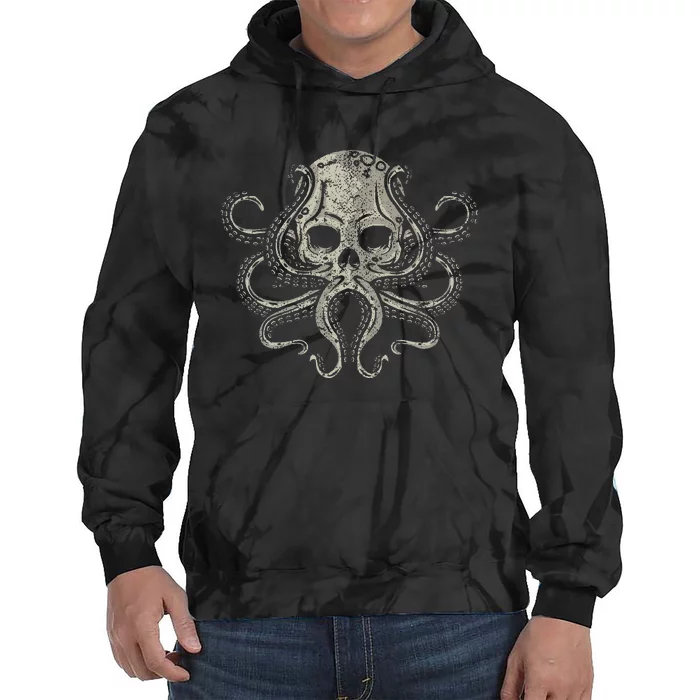 Creepy Octopus Skull Sea Monster Kraken Scuba Diver Goth Tie Dye Hoodie