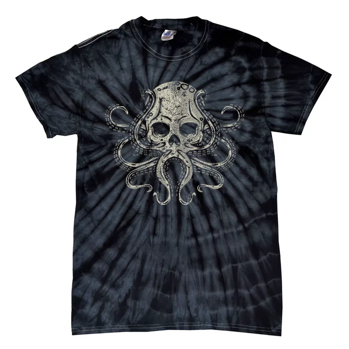 Creepy Octopus Skull Sea Monster Kraken Scuba Diver Goth Tie-Dye T-Shirt