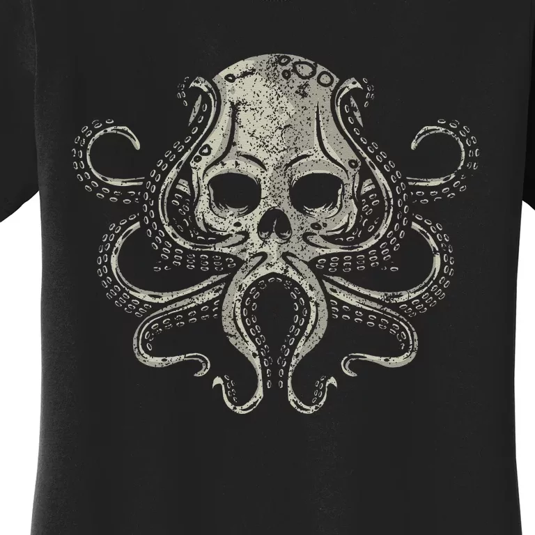 Creepy Octopus Skull Sea Monster Kraken Scuba Diver Goth Women's T-Shirt