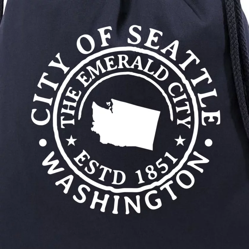 City Of Seattle Washington Estd 1851 Emerald City Souvenir Meaningful Gift Drawstring Bag