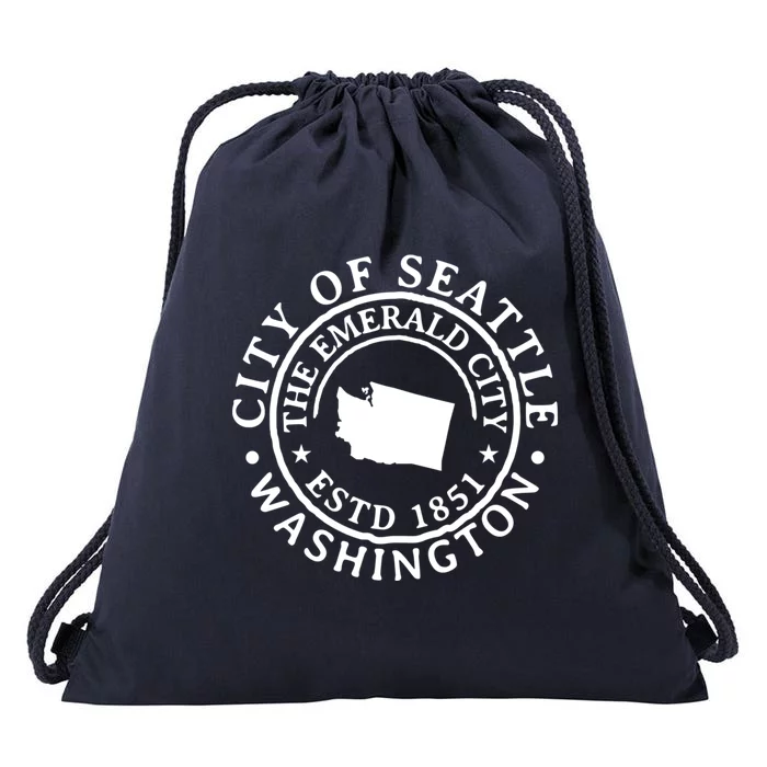 City Of Seattle Washington Estd 1851 Emerald City Souvenir Meaningful Gift Drawstring Bag