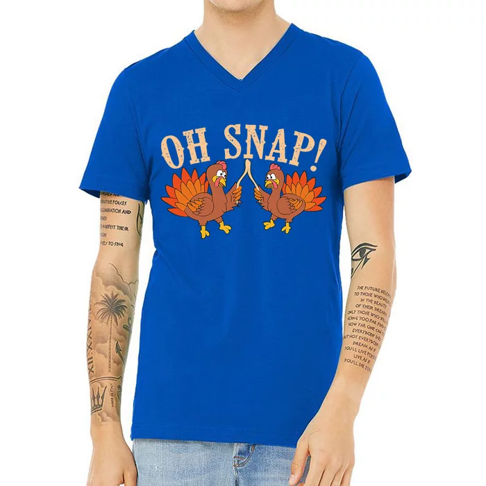 Cool Oh Snap! Funny Turkey With Wishbone Thanksgiving V-Neck T-Shirt