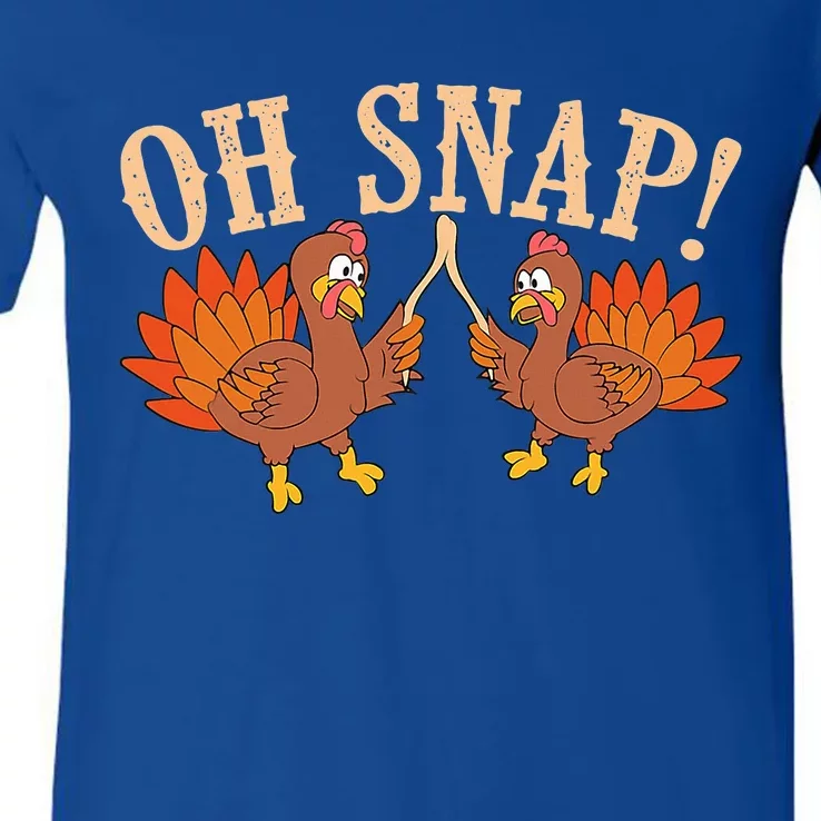 Cool Oh Snap! Funny Turkey With Wishbone Thanksgiving V-Neck T-Shirt