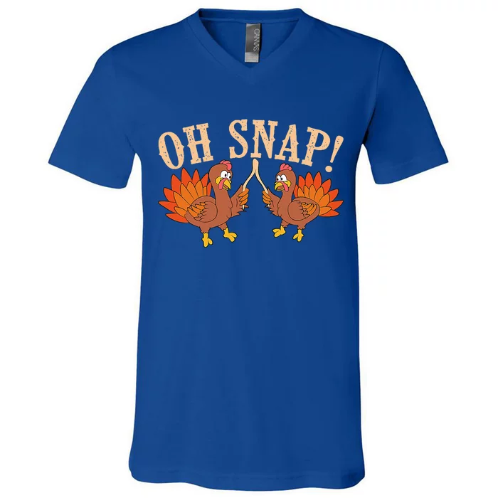 Cool Oh Snap! Funny Turkey With Wishbone Thanksgiving V-Neck T-Shirt