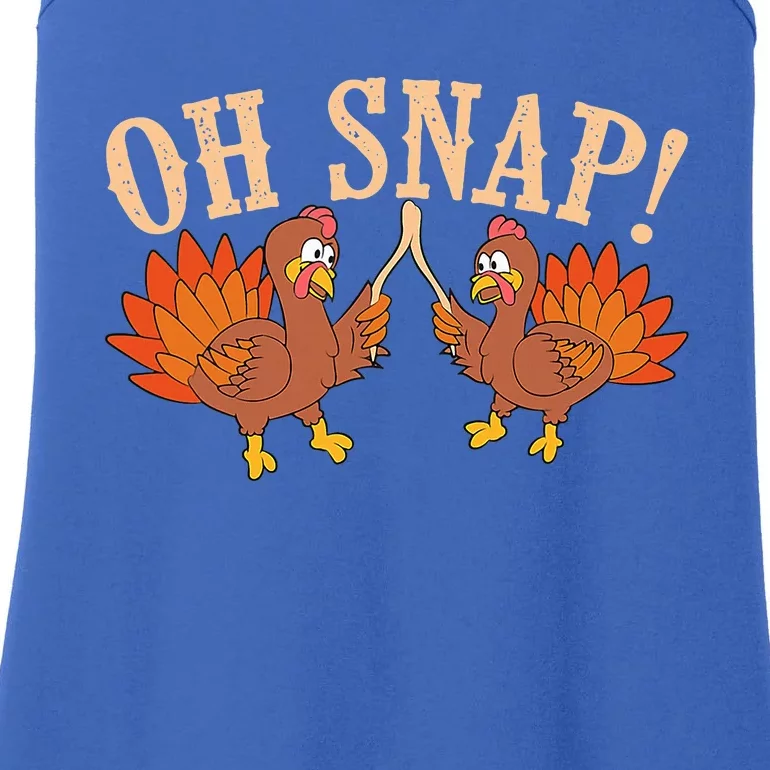 Cool Oh Snap! Funny Turkey With Wishbone Thanksgiving Ladies Essential Tank