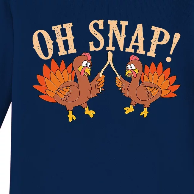 Cool Oh Snap! Funny Turkey With Wishbone Thanksgiving Baby Long Sleeve Bodysuit