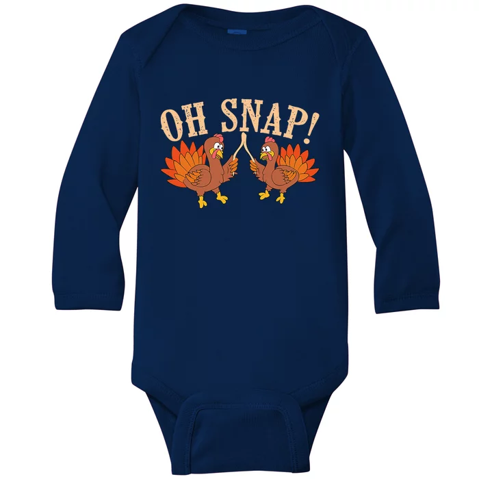 Cool Oh Snap! Funny Turkey With Wishbone Thanksgiving Baby Long Sleeve Bodysuit