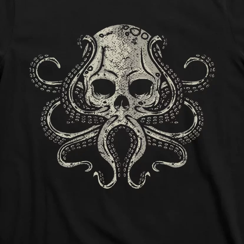 Creepy Octopus Skull Sea Monster Kraken Scuba Diver Goth T-Shirt