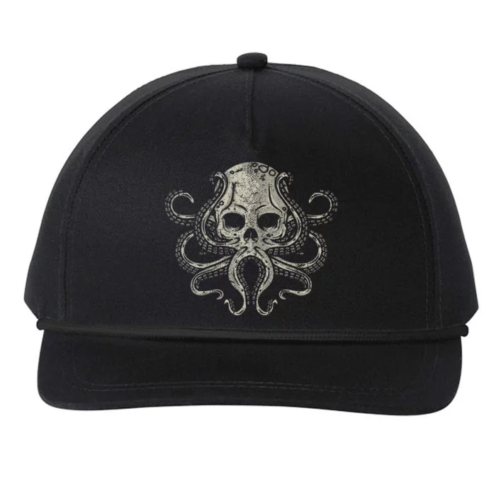 Creepy Octopus Skull Sea Monster Kraken Scuba Diver Goth Snapback Five-Panel Rope Hat