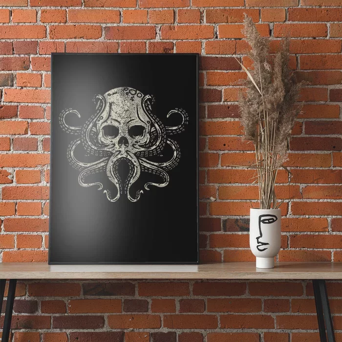 Creepy Octopus Skull Sea Monster Kraken Scuba Diver Goth Poster