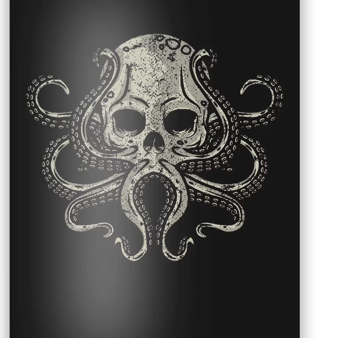 Creepy Octopus Skull Sea Monster Kraken Scuba Diver Goth Poster