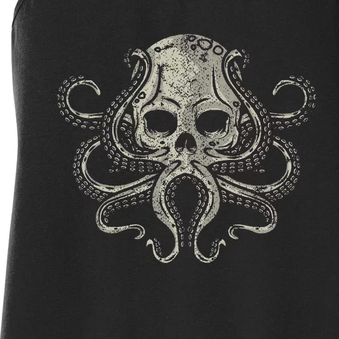 Creepy Octopus Skull Sea Monster Kraken Scuba Diver Goth Women's Racerback Tank