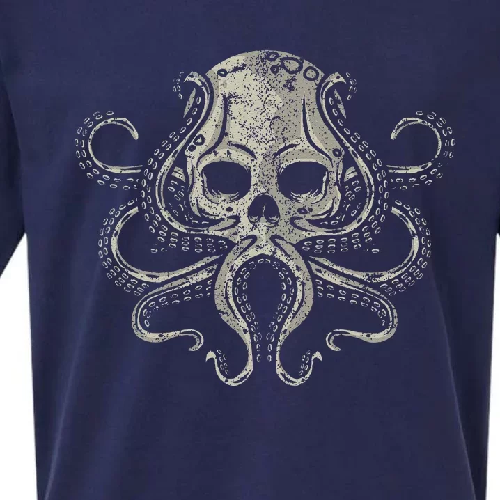 Creepy Octopus Skull Sea Monster Kraken Scuba Diver Goth Sueded Cloud Jersey T-Shirt