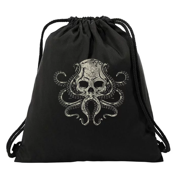 Creepy Octopus Skull Sea Monster Kraken Scuba Diver Goth Drawstring Bag