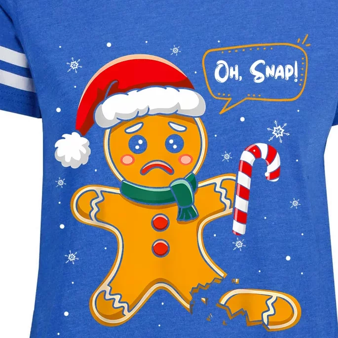 Christmas Oh Snap Gingerbread Man Cookie X Mas Pjs Enza Ladies Jersey Football T-Shirt