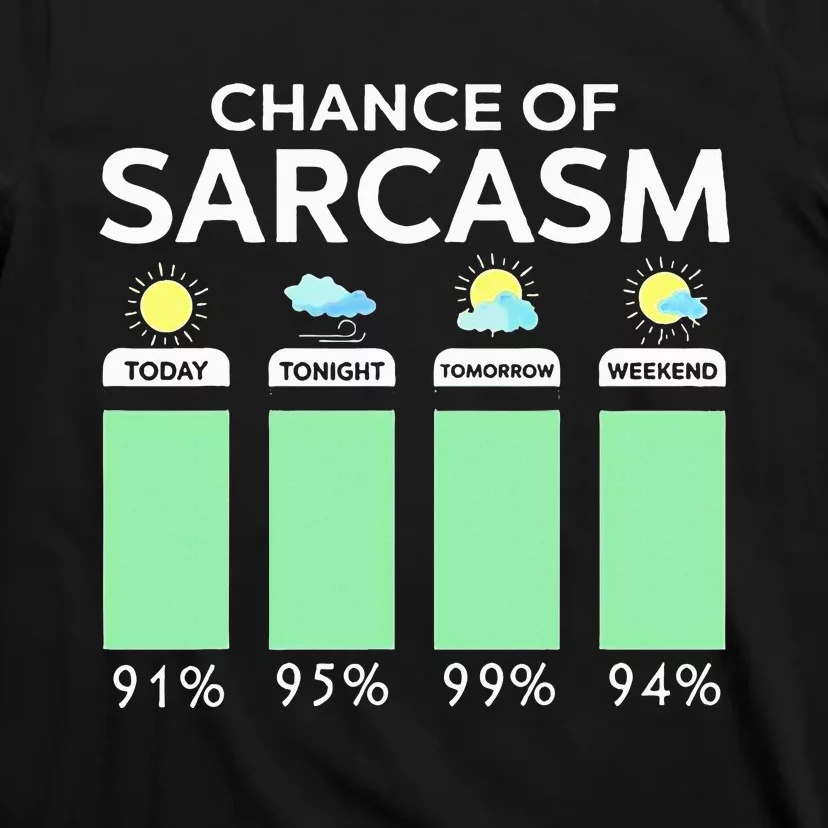 Chance Of Sarcasm Weather Forecast Sarcastic Funny Humor T-Shirt