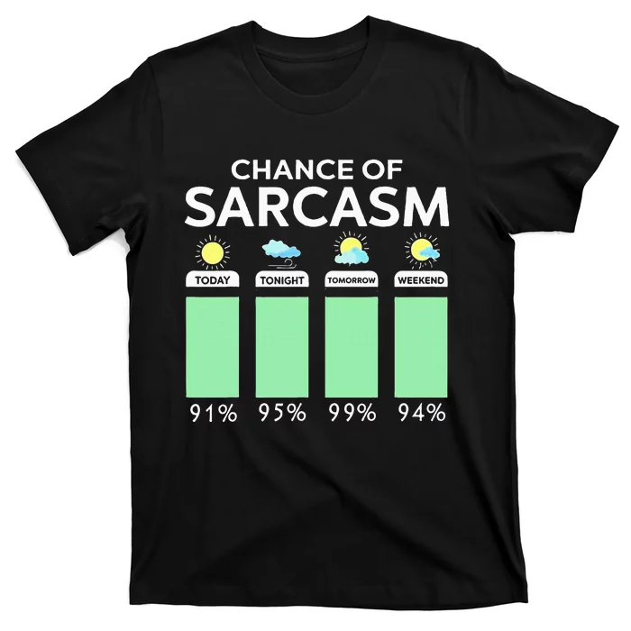 Chance Of Sarcasm Weather Forecast Sarcastic Funny Humor T-Shirt