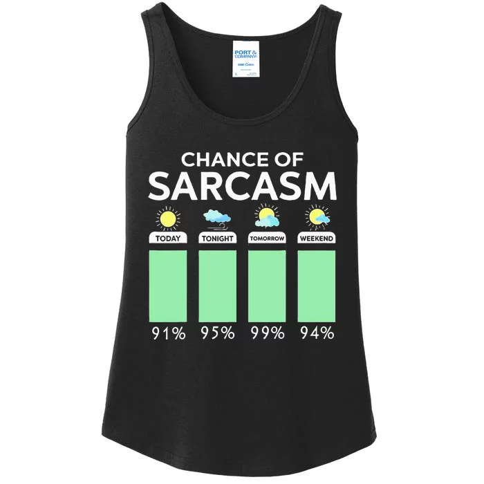 Chance Of Sarcasm Weather Forecast Sarcastic Funny Humor Ladies Essential Tank