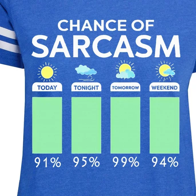 Chance Of Sarcasm Weather Forecast Sarcastic Funny Humor Enza Ladies Jersey Football T-Shirt