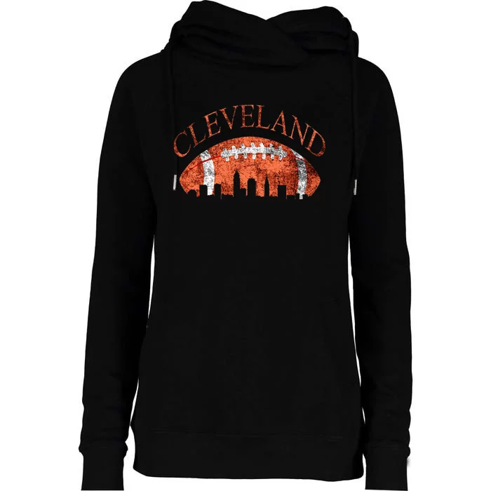 Cleveland Ohio Skyline Football Souvenir Womens Funnel Neck Pullover Hood