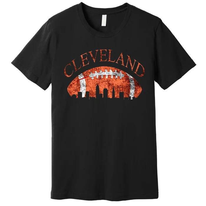 Cleveland Ohio Skyline Football Souvenir Premium T-Shirt