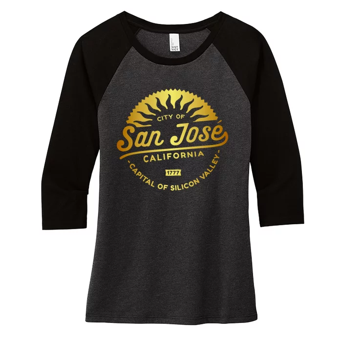 City Of San Jose California 1777 Capital Of Silicon Valley Women's Tri-Blend 3/4-Sleeve Raglan Shirt