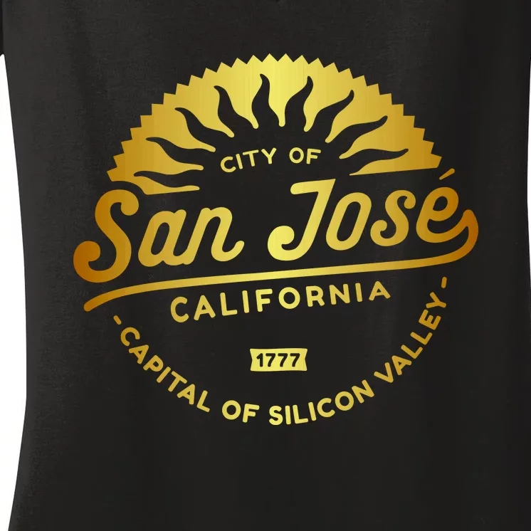 City Of San Jose California 1777 Capital Of Silicon Valley Women's V-Neck T-Shirt