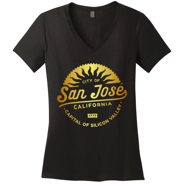 City Of San Jose California 1777 Capital Of Silicon Valley Women's V-Neck T-Shirt