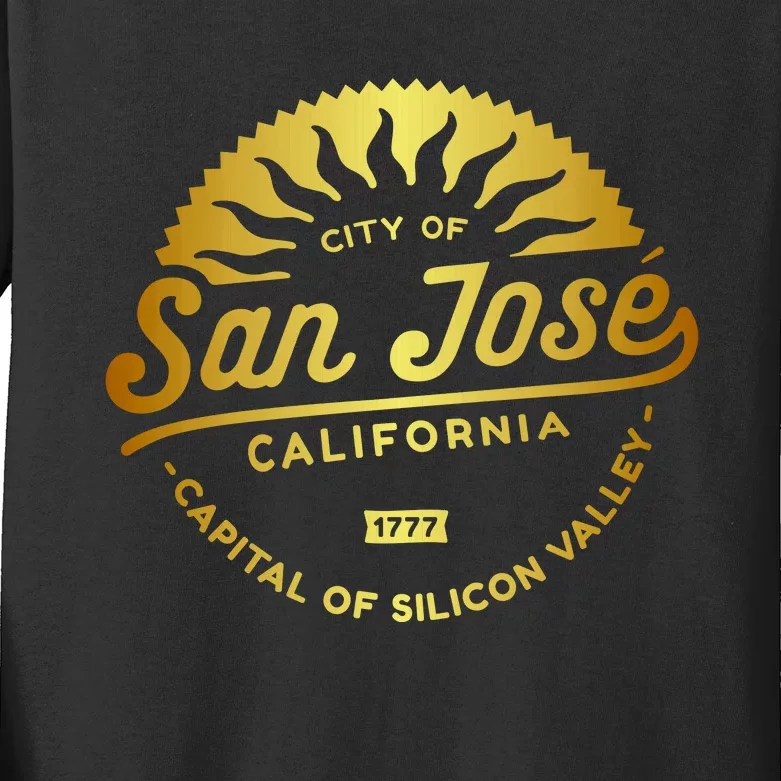 City Of San Jose California 1777 Capital Of Silicon Valley Kids Long Sleeve Shirt