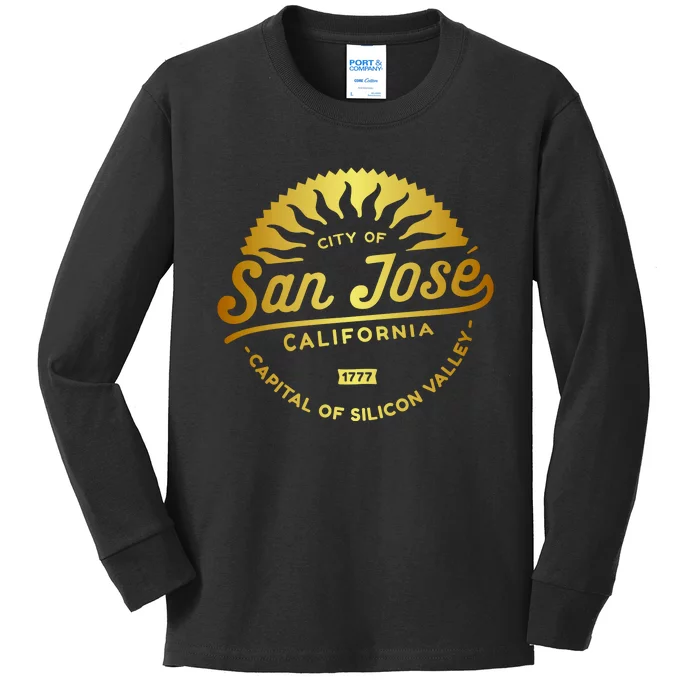 City Of San Jose California 1777 Capital Of Silicon Valley Kids Long Sleeve Shirt