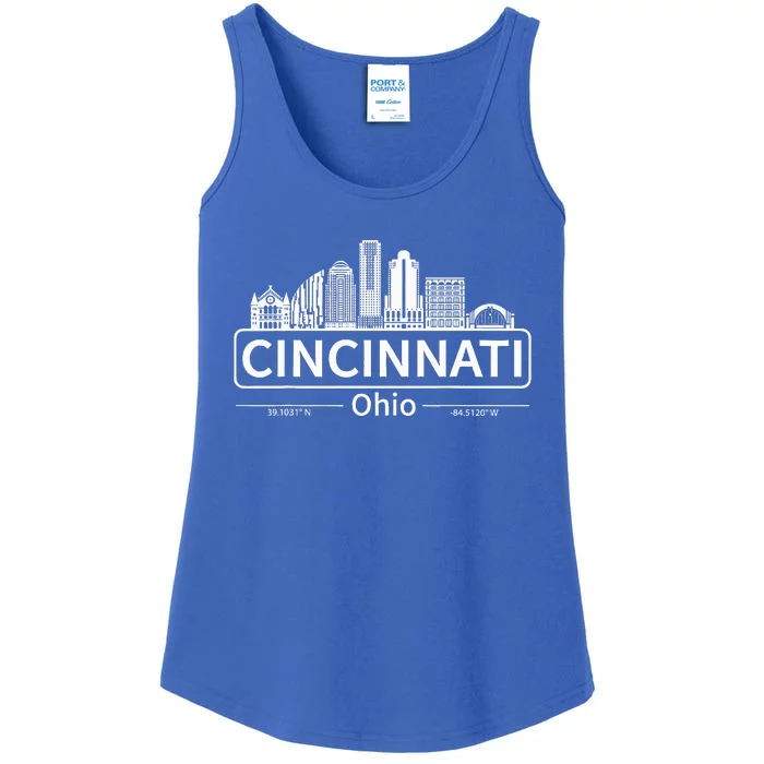 Cincinnati Ohio Skyline Travel To Cincinnati Ladies Essential Tank